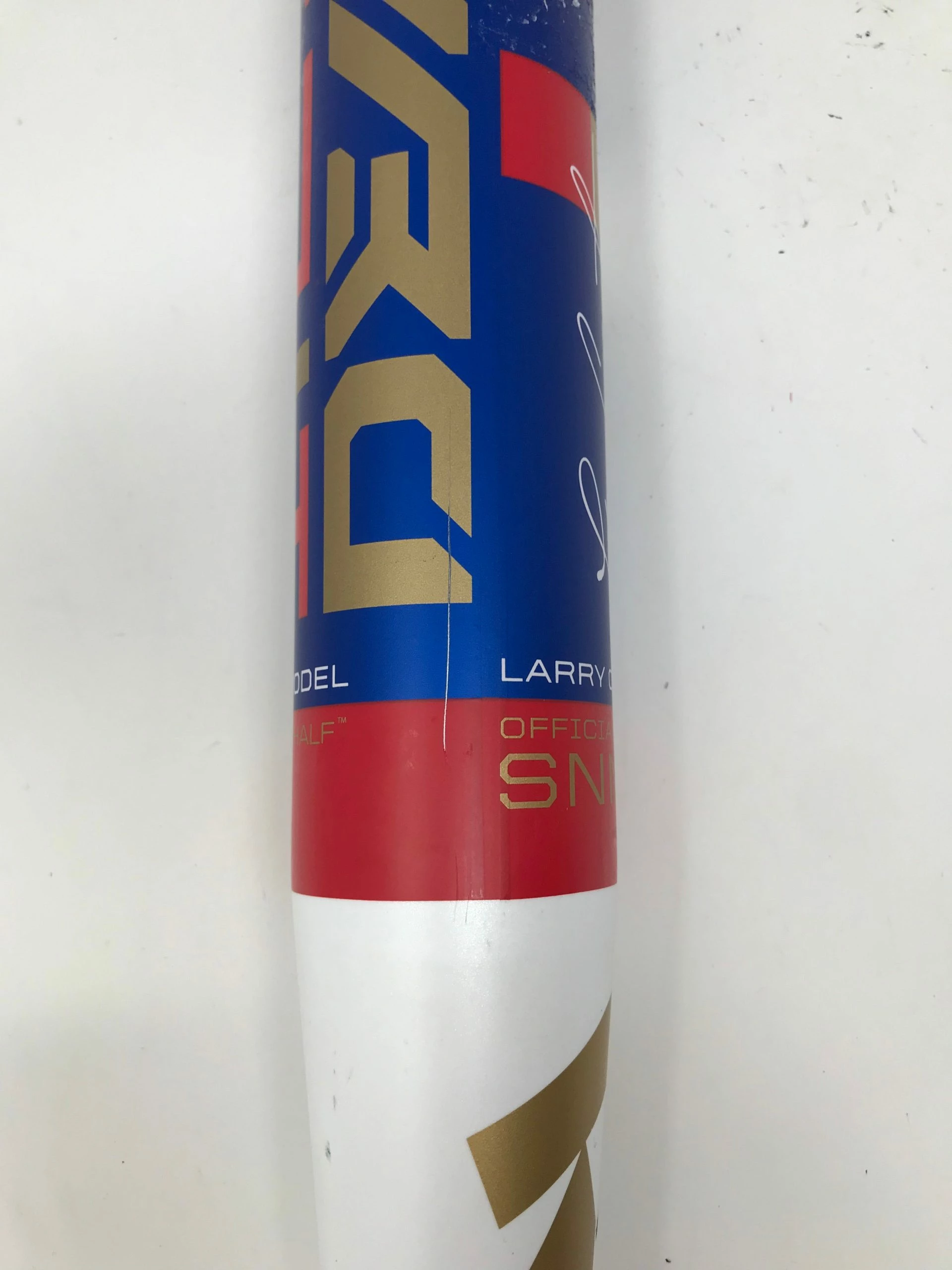 LOUISVILLE SLUGGER Used DeMarini SSUSA 34/27 Larry Carter Signature 16 Slow Pitch Bat Blue/Red/Whit 6 LOUISVILLE SLUGGER Used DeMarini SSUSA 34/27 Larry Carter Signature 16 Slow Pitch Bat Blue/Red/Whit - Image 4