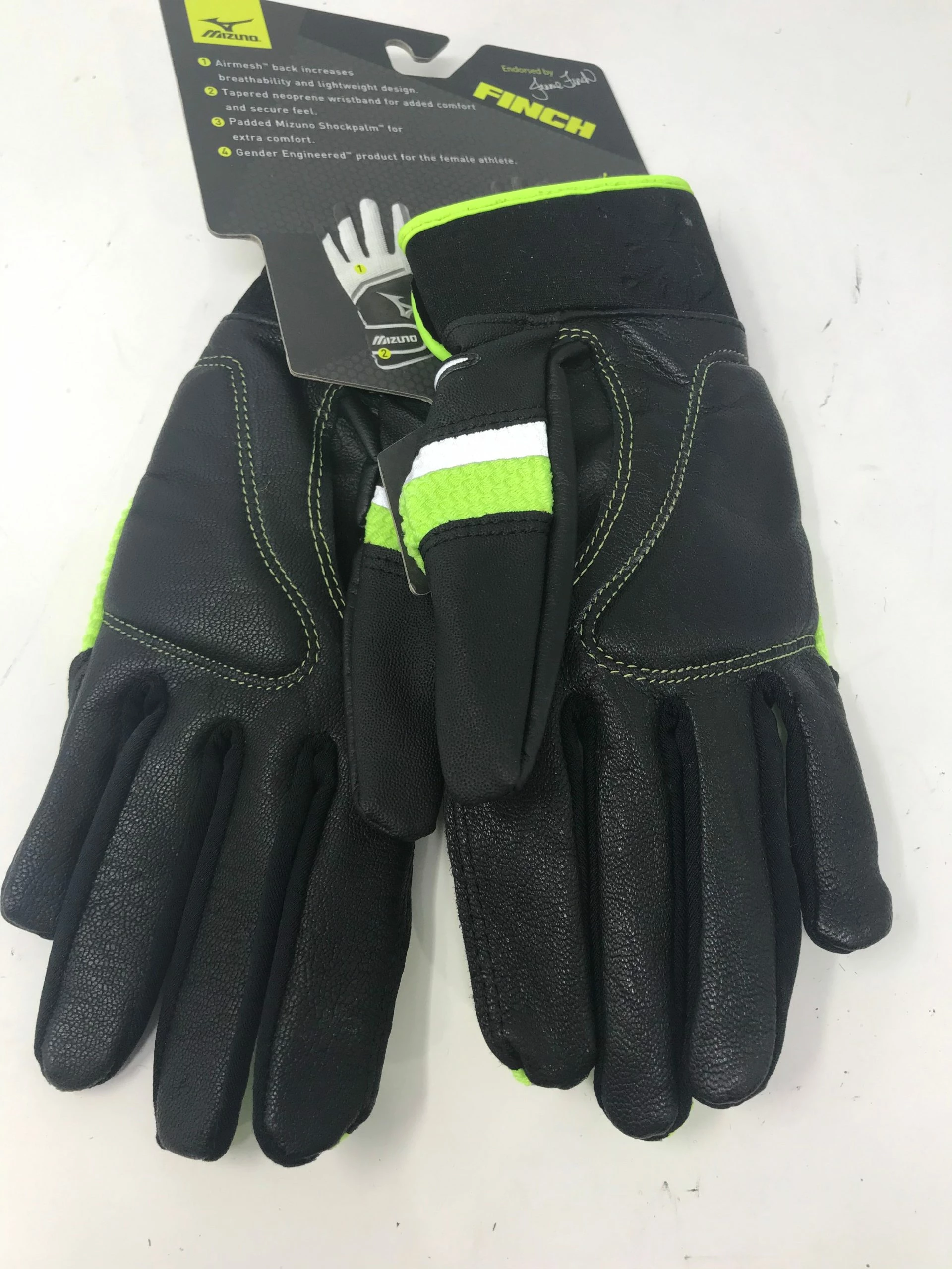 New Other Mizuno Girl's Medium 2016 Finch Softball Batting Gloves Green/Black 4 New Other Mizuno Girl's Medium 2016 Finch Softball Batting Gloves Green/Black - Image 2