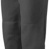 New Mizuno Girls (Youth) Belted Softball Pants Fastpitch Medium Charcoal