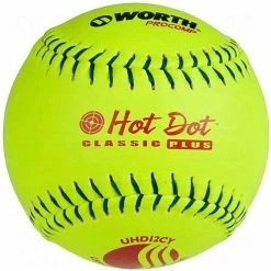 Worth Sports New Worth Usssa Classic Hot Dot Leather Slowpitch Softballs Pro Comp 12 Ball Pack