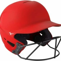 New Mizuno F6 Adult Fastpitch Softball Batting Helmet W/Mask L/XL Red/Silver