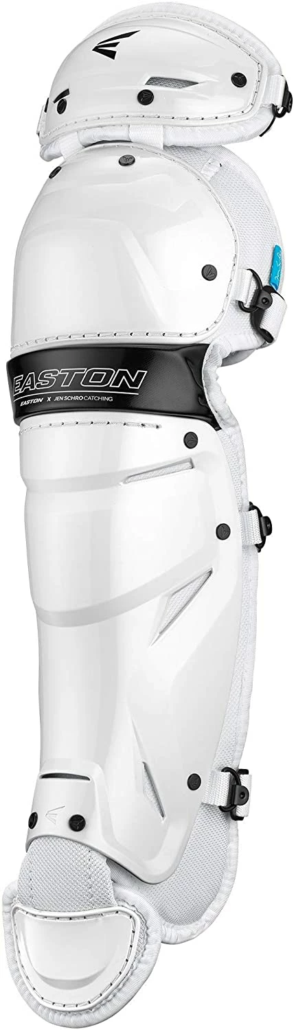 New Easton Jen Schro The Very Best Female Catcher Leg Guards Medium White/ Black 3 New Easton Jen Schro The Very Best Female Catcher Leg Guards Medium White/ Black