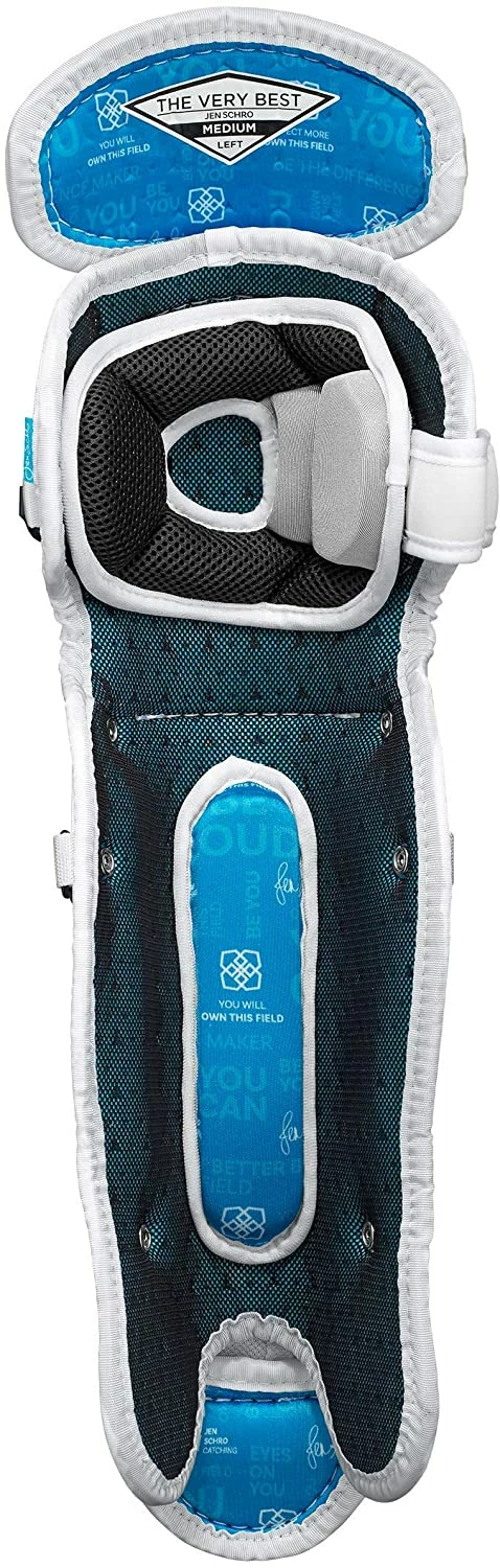 New Easton Jen Schro The Very Best Female Catcher Leg Guards Medium White/ Black 4 New Easton Jen Schro The Very Best Female Catcher Leg Guards Medium White/ Black - Image 2