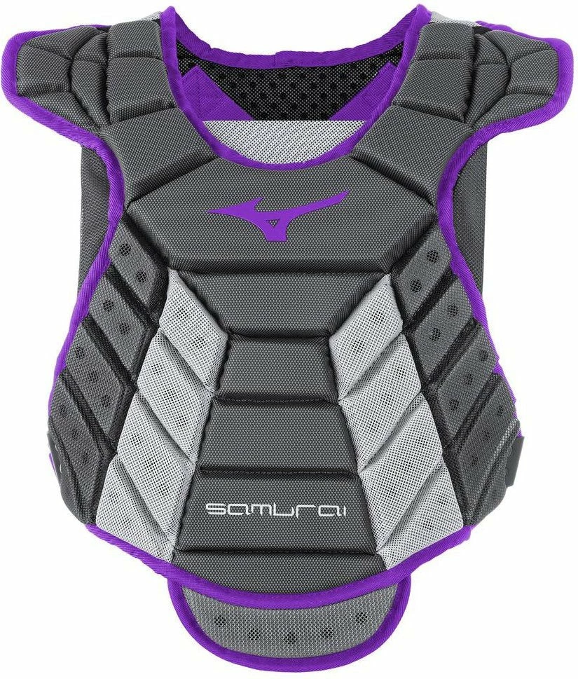 Mizuno Samurai Women's Fastpitch Softball Chest Protector 13" - Gray Purple