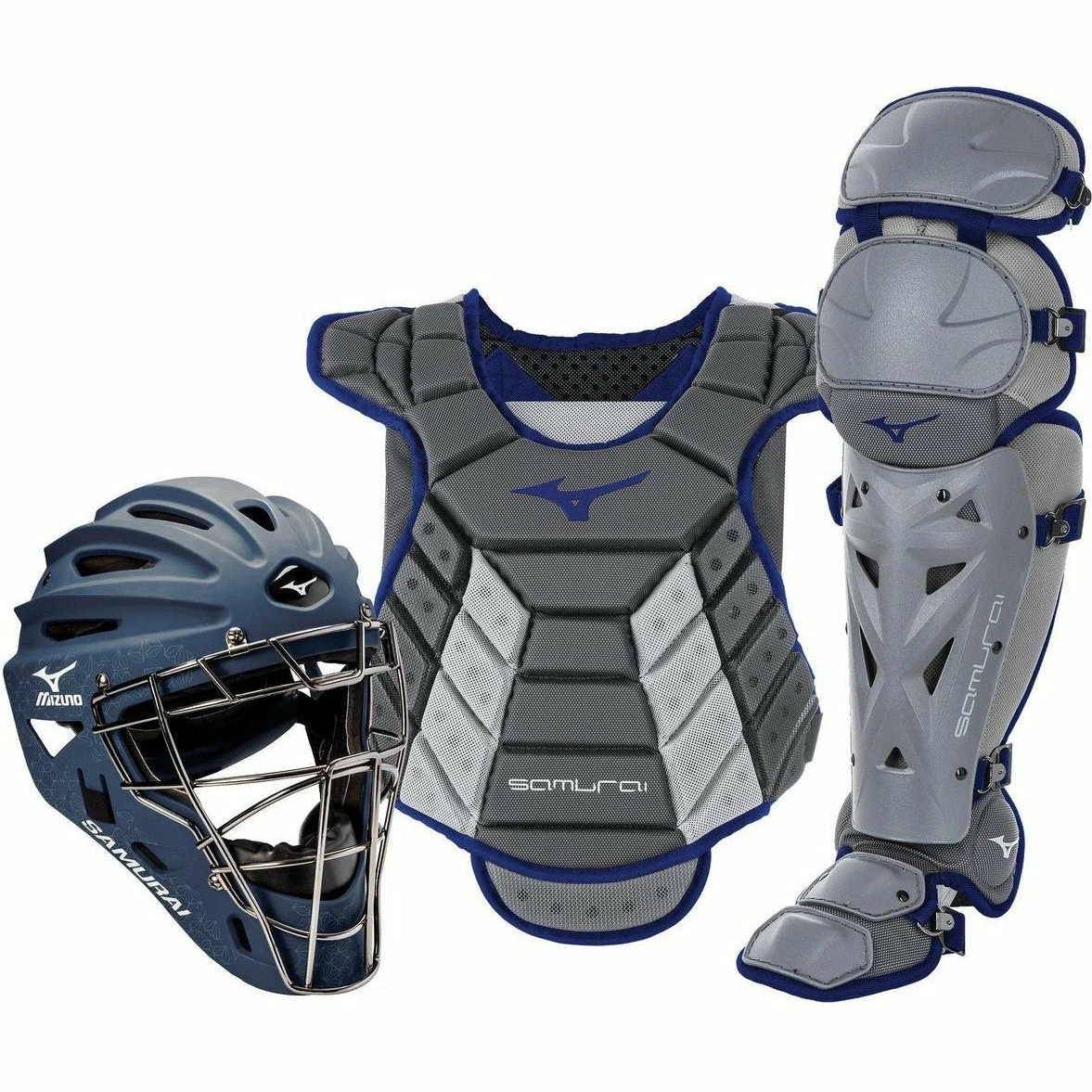 Mizuno Samurai Womens Boxed Catcher's Gear Set (14-15") - Gray Navy 3 Mizuno Samurai Womens Boxed Catcher's Gear Set (14-15") - Gray Navy