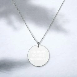 No Errors Sports NE Engraved Silver Disc Necklace -Softball Shop ne engraved silver disc necklace 242762