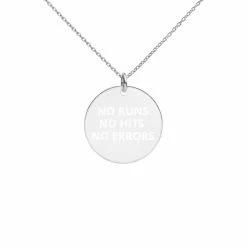 No Errors Sports NE Engraved Silver Disc Necklace