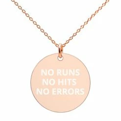 No Errors Sports NE Engraved Silver Disc Necklace -Softball Shop ne engraved silver disc necklace 673188
